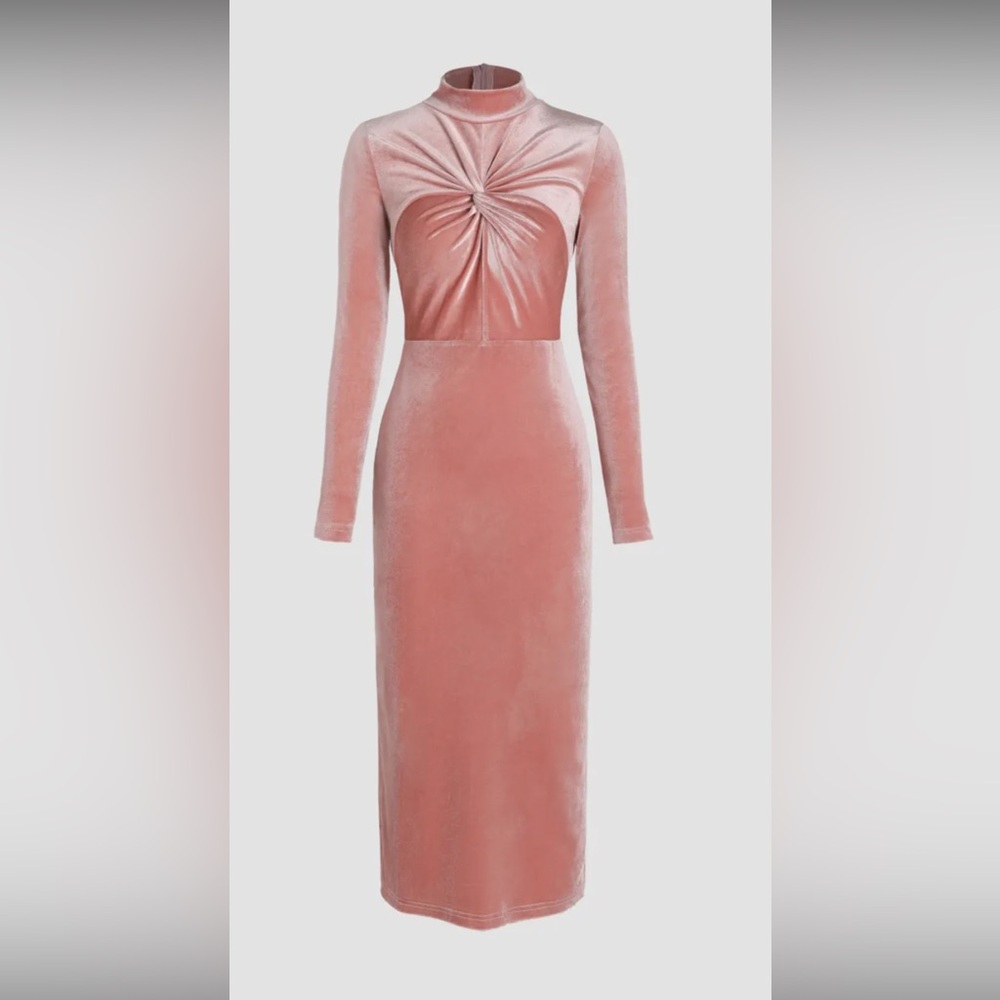 Peach winter pinup classic art deco velvet dress. XLarge new tags